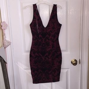 size small black and maroon tight fitted dress